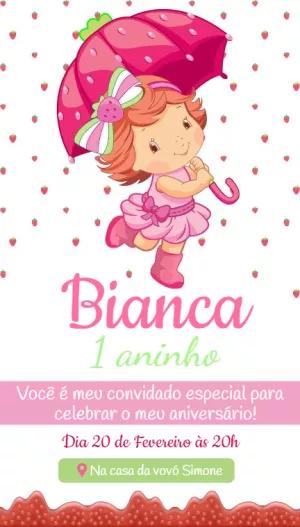 Convite Aniversário Moranguinho Baby para Editar Online