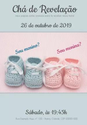 Convite Chá Revelação Sapatinhos Menino ou Menina para Editar
