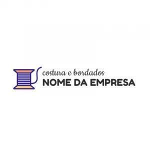 Logo Editável de Costura e Bordado com Carretel para Criar