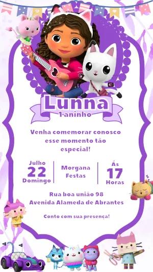 Convite Aniversário A Casa Mágica da Gabby para Editar Online