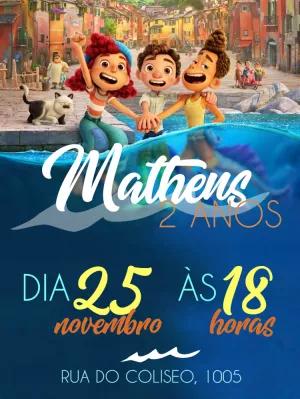 Convite de Aniversário Luca Disney para Editar Online