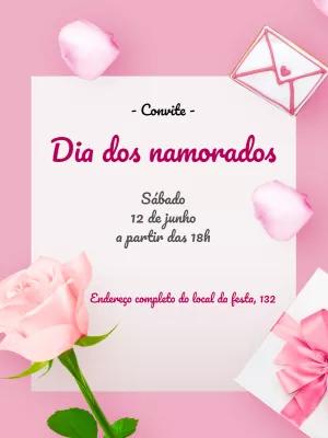 Convite Dia dos Namorados Romântico com Rosas para Editar