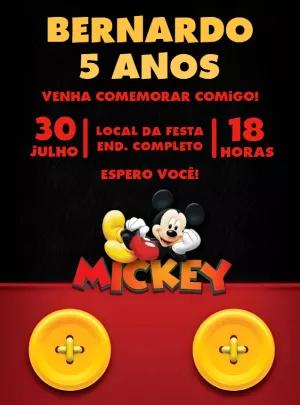 Convite de Aniversário Mickey Mouse Clássico para Editar