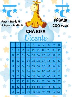Chá Rifa Girafinha Menino Editável para Enviar Online