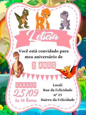 Convite Aniversário Em Busca do Vale Encantado para Editar