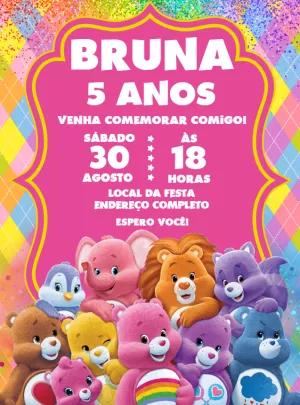 Convite Aniversário Ursinhos Carinhosos para Editar Online