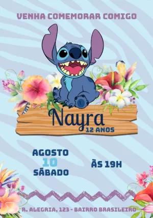 Convite de Aniversário Stitch Tropical para Editar Online