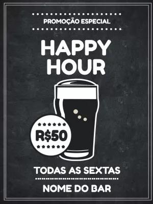 Cartaz de Happy Hour Estilo Quadro Negro para Editar Online