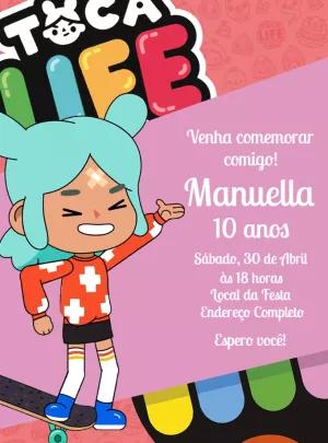 Convite de Aniversário Toca Life World para Editar Online