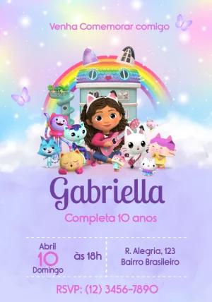 Convite Aniversário A Casa Mágica da Gabby para Editar Online