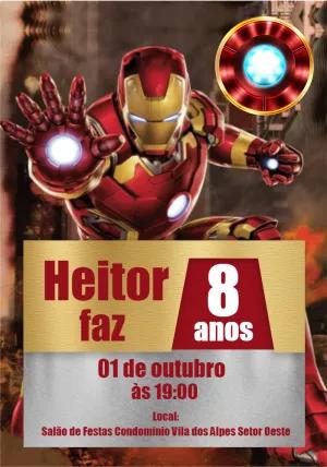 Convite Aniversário Homem de Ferro para Editar Online