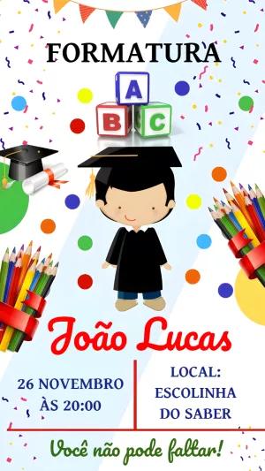 Convite Formatura Infantil ABC Menino para Editar Online