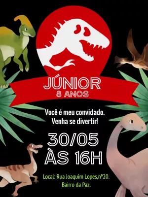 Convite de Aniversário Dinossauros para Editar Online