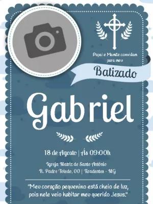 Convite de Batizado Masculino com Foto para Editar Online
