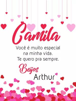 Cartão de Amor com Corações Rosa para Editar Online