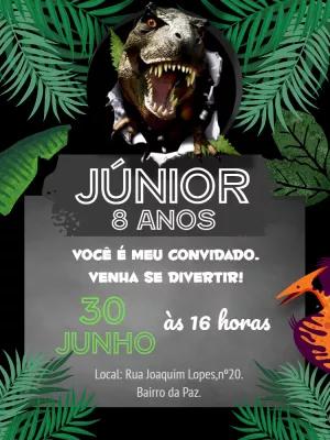 Convite Aniversário Dinossauros T-Rex para Editar Online