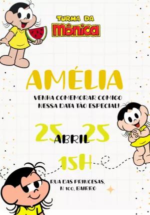 Convite de Aniversário Magali Turma da Mônica para Editar Online