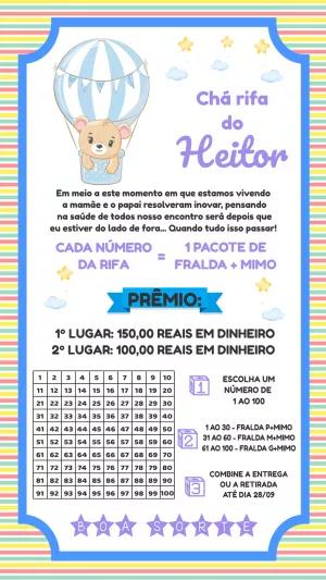 Convite Chá Rifa Ursinho Baloeiro Editável Online