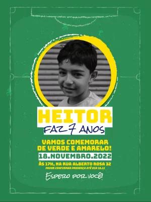 Convite Aniversário Futebol com Foto para Editar Online
