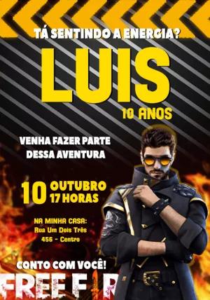 Convite de Aniversário Free Fire para Editar Online