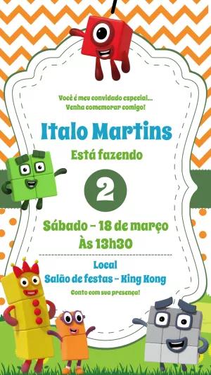 Convite de Aniversário Numberblocks para Editar Online