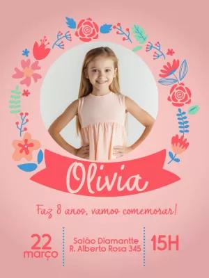 Convite Aniversário Jardim Encantado com Foto para Editar