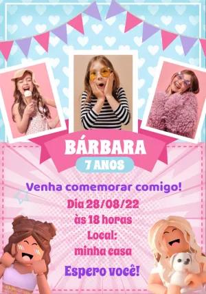 Convite de Aniversário Roblox com Foto Editável Online