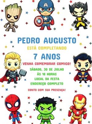 Convite de Aniversário Vingadores para Editar Online