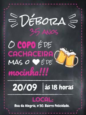 Convite de Aniversário Boteco Chalkboard para Editar Online