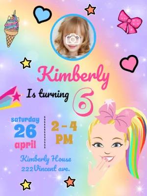 Jojo Siwa Birthday Invitation with Photo to Edit Online