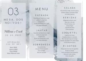 Menu de Casamento Mármore Cinza para Editar Online