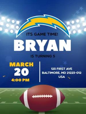 Editable American Football Birthday Party Invitation