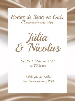Convite Bodas de Seda Elegante para Editar e Imprimir