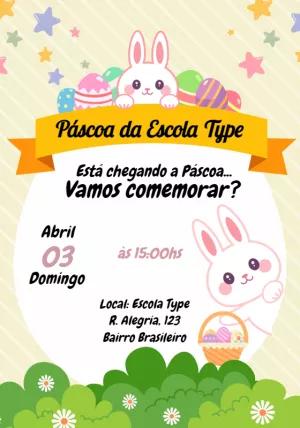 Convite de Páscoa com Coelhinho Fofo para Editar Online