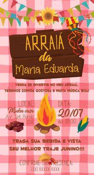 Convite Arraiá de Aniversário Festa Junina para Editar Online