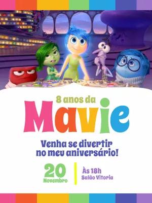 Convite Aniversário Divertidamente com Personagens para Editar
