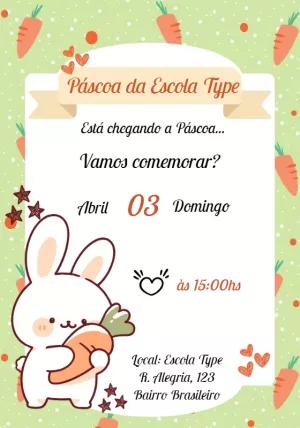 Convite de Páscoa com Coelhinho Fofo para Editar Online