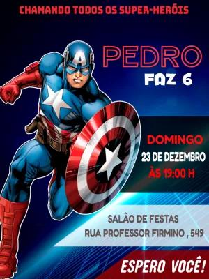 Convite de Aniversário Capitão América para Editar Online