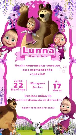 Convite de Aniversário Masha e o Urso para Editar Online