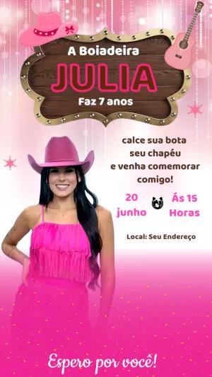 Convite Aniversário Boiadeira Ana Castela para Editar Online