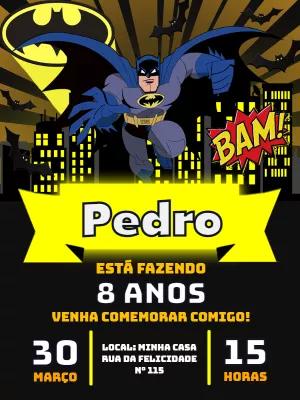 Convite de Aniversário Batman para Editar Online e Imprimir