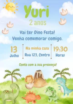 Convite Aniversário Dinossauro Baby Editável Online
