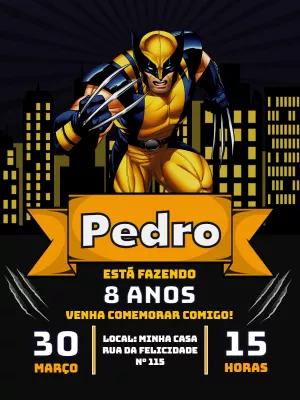 Convite de Aniversário Wolverine para Editar Online