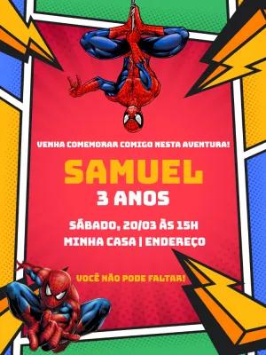 Convite de Aniversário Homem Aranha para Editar e Imprimir