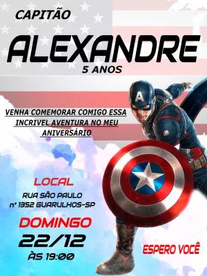 Convite de Aniversário Capitão América para Editar Online