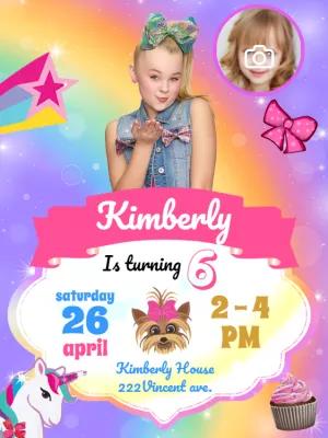 JoJo Siwa Birthday Invitation with Photo to Edit Online