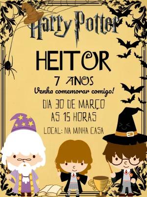 Convite Aniversário Harry Potter com Personagens para Editar