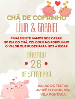 Convite Chá de Cofrinho com Porquinhos para Editar Online