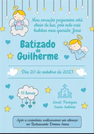 Convite de Batizado Menino Anjinho para Editar Online