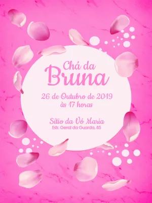 Convite Chá de Panela Mármore Rosa e Pétalas para Editar